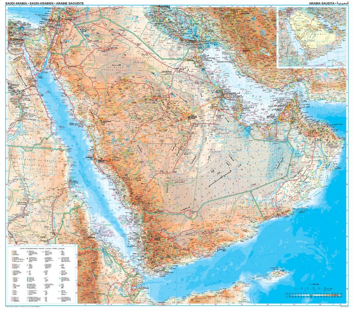 ਨਕਸ਼ਾ ਸਾਊਦੀ ਅਰਬ ਦੇ topographic