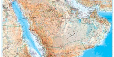 ਨਕਸ਼ਾ ਸਾਊਦੀ ਅਰਬ ਦੇ topographic